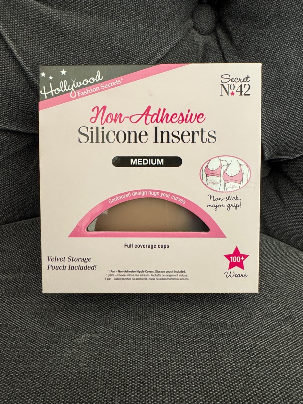 Hollywood Fashion Secrets Non-Adhesive Silicone Inserts – Medium, Nude